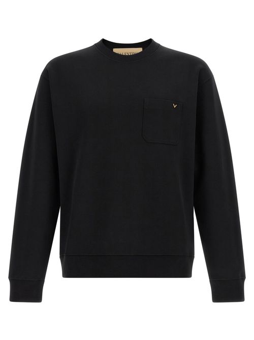Black Solid Crew Neck Sweatshirt