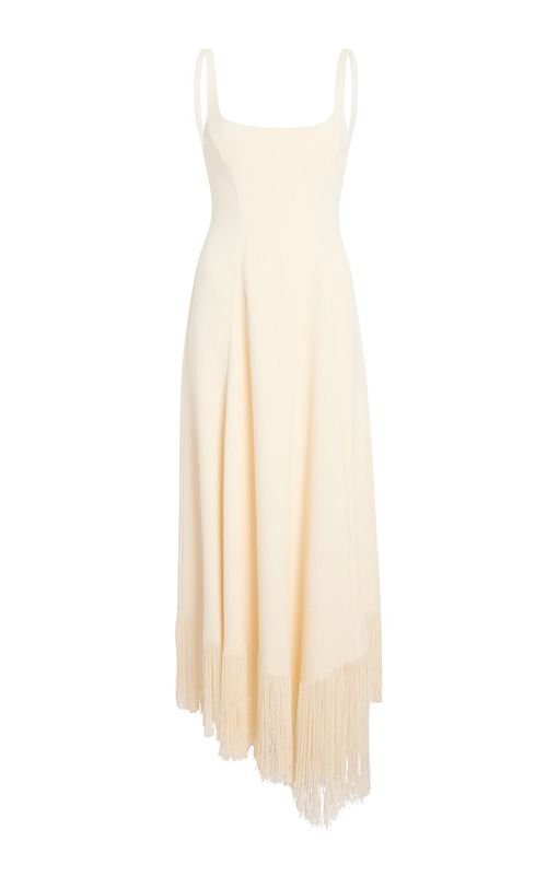 Vivian Fringed Crepe Maxi Dress