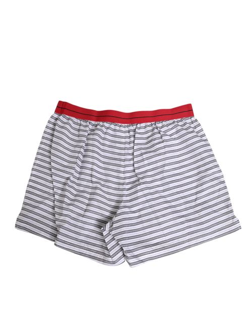 Striped Cotton Swim Shorts — White