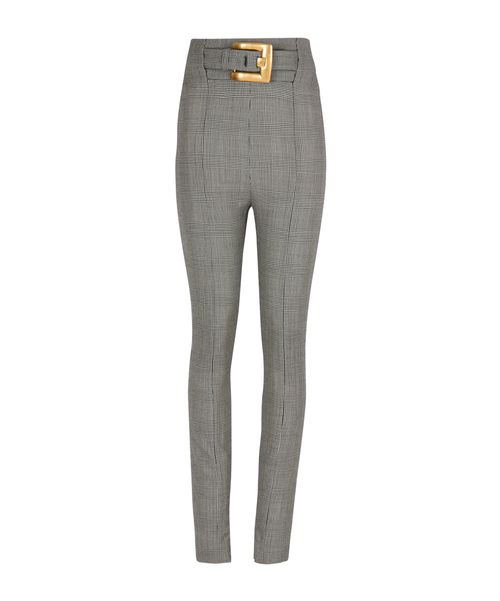 Stretch trousers in Prince of Wales jacquard