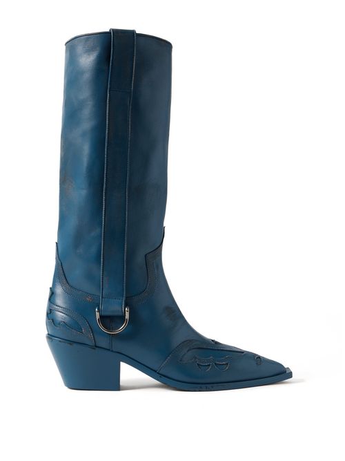 Distressed Leather Cowboy Boots