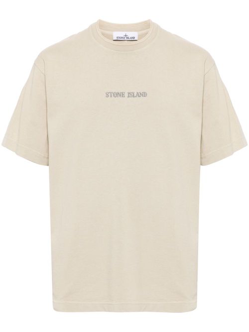 Logo-embroidered cotton T-shirt - Brown