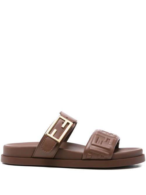Fendi Nappa Leather Fendi Feel Double-Band Slide