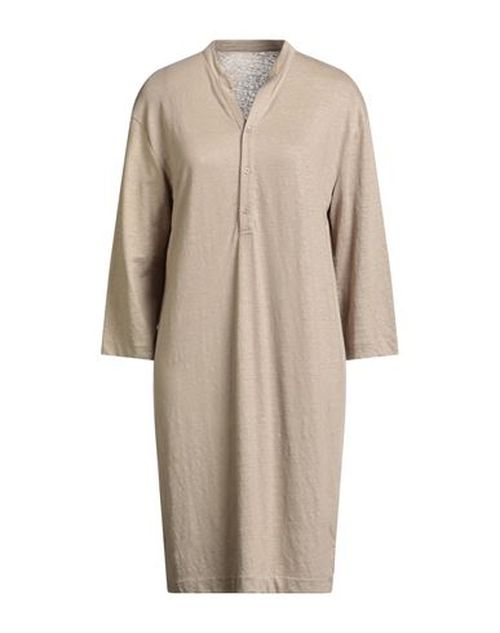 Woman Midi dress Khaki Size 1 Linen, Elastane