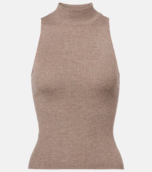 Ribbed-knit turtleneck top
