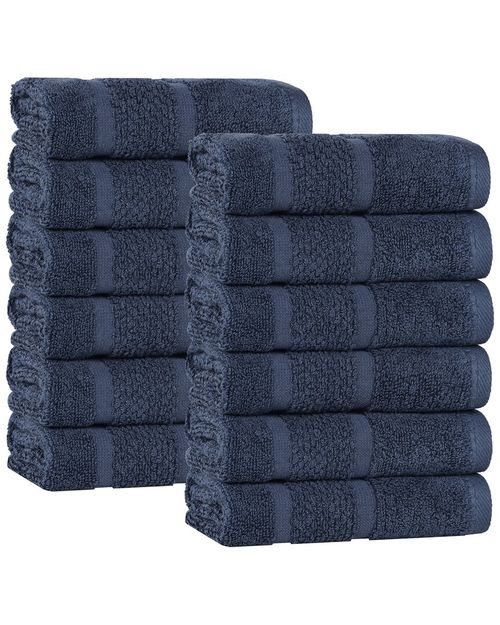 Set of 12 Mile Smart Twist Cotton Medium Weight Solid Washcloths