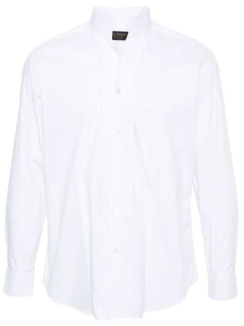 Band-collar poplin shirt - White