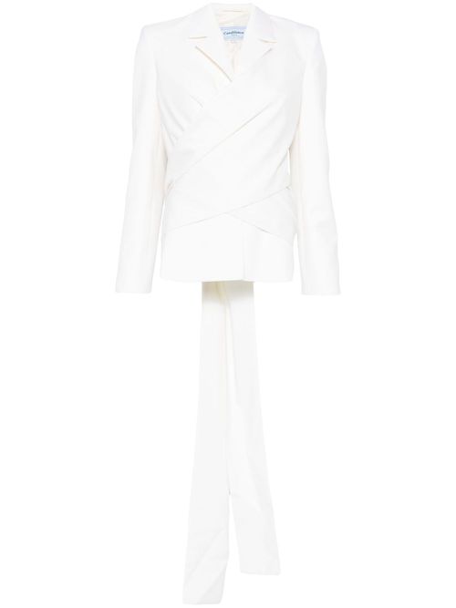 Virgin wool wrap tuxedo - White