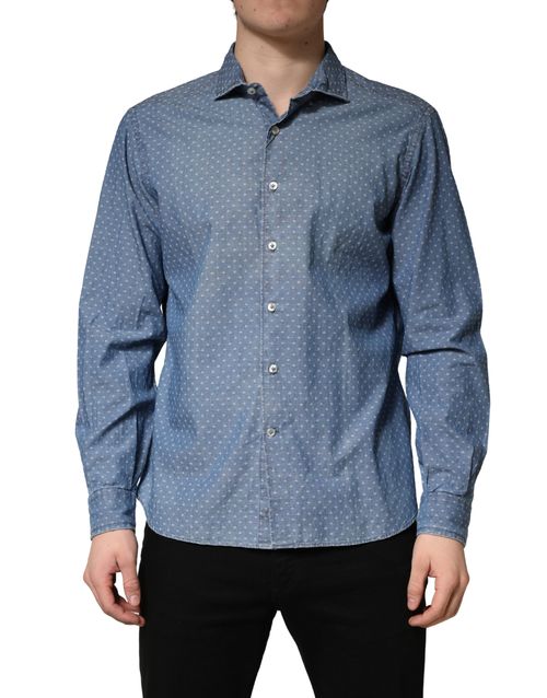 Domenico Tagliente Blue Long Sleeve Collared Casual Men's Shirt Pre-Owned