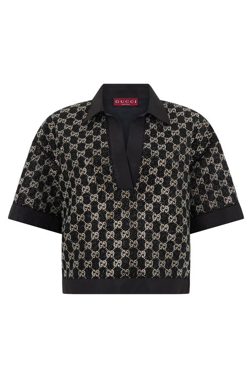 Elegant Tweed Lamé Top with Rhinestones - SS26