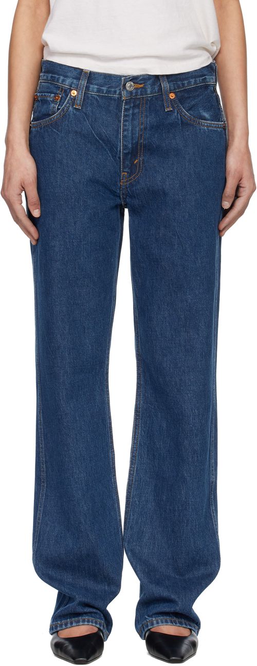 Blue 90s Mid Rise Loose Jeans