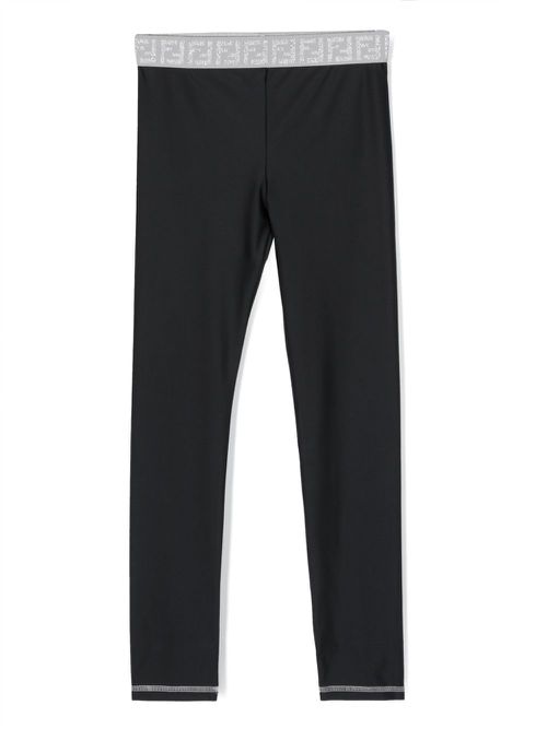 Logo-waist leggings - Black