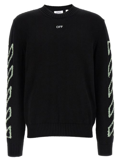 Diag Outline Knit Sweater — Black