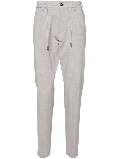 Drawstring-waist tapered trousers - Grey