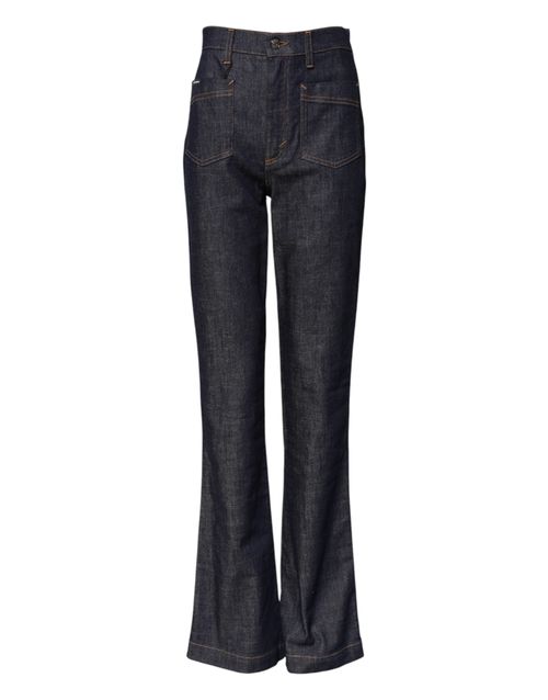 Flared Wide-Leg Denim Jeans — Navy
