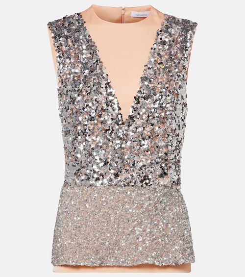 Sequined jersey top