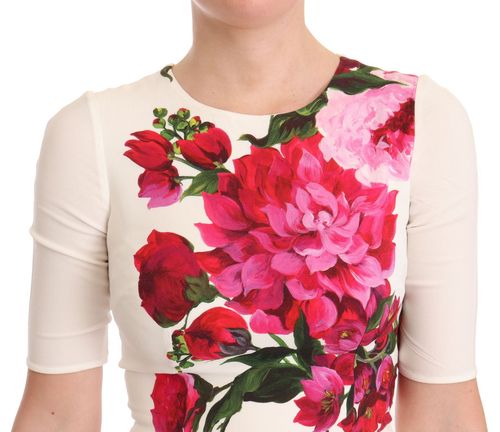 Floral-Printed Viscose Dress — White