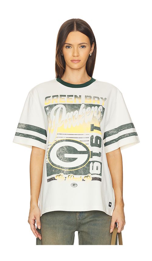 The Wild Collective Packers Drop Shoulder Vintage Tee in Cream. XL also in L, M