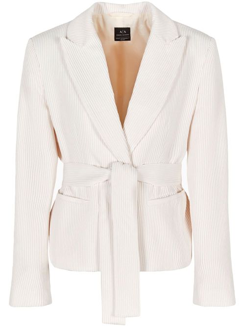 Corduroy belted jacket - White