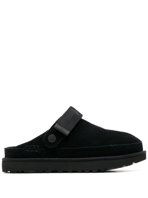 Touch-strap suede slippers - Black