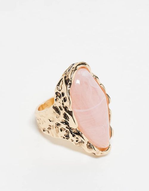 Reclaimed Vintage gold ring with faux rose quartz