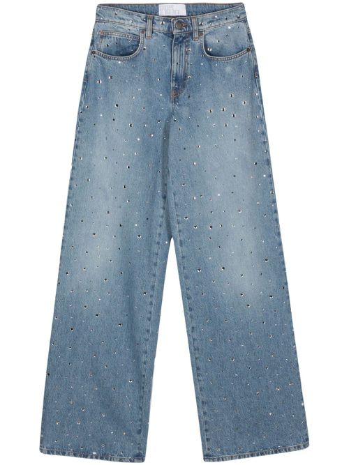 Crystal-embellished straight jeans - Blue