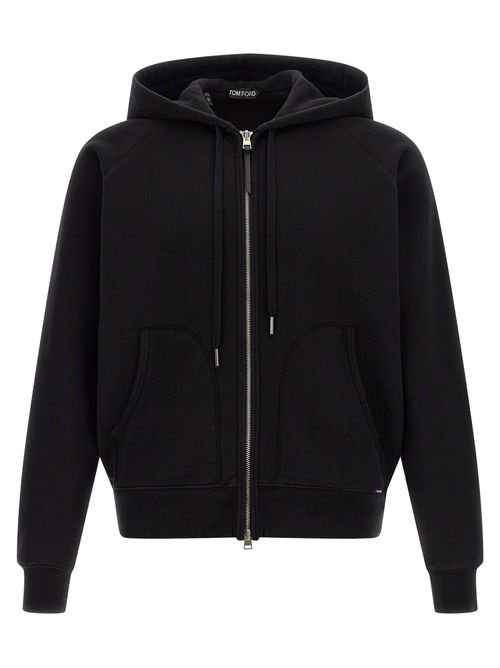Cotton Fleece-Lined Hoodie — Black