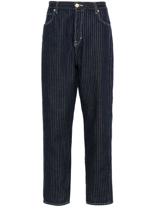 Tapered-leg pinstriped jeans - Blue