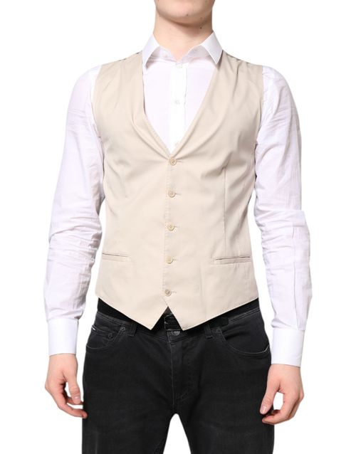 Single-Breasted Formal Dress Vest — Beige