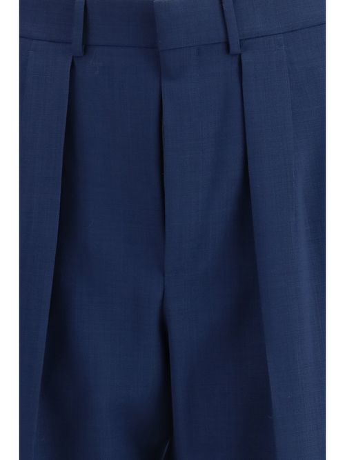 Pleated Wool Trousers — Blue