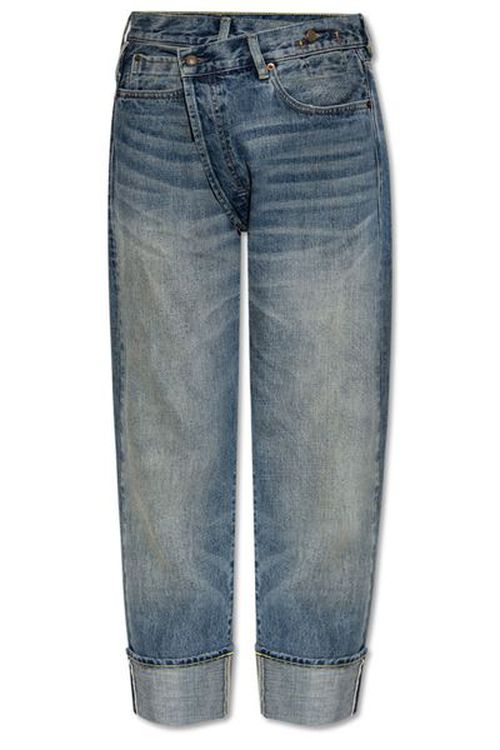R13 Crossover-Waist Turn-Up Hem Jeans