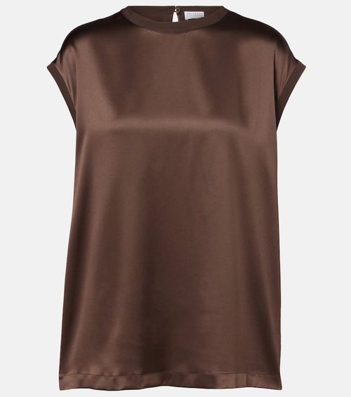 Silk-blend satin top