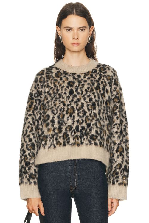 NILI LOTAN Zamira Sweater in Jute Leopard - Brown. L also in M