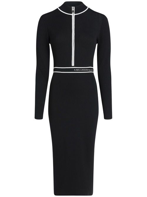 Logo-intarsia knitted dress - Black