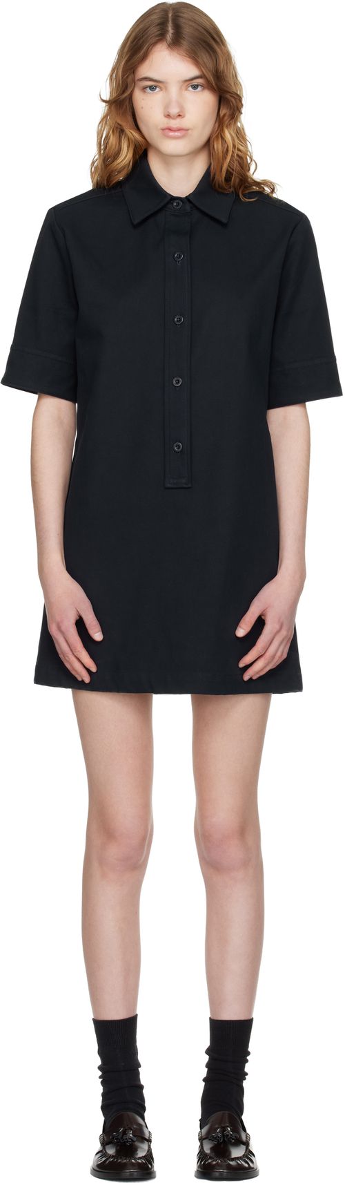 Navy Poly Mini Dress