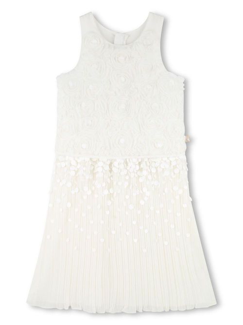 Floral-appliqué dress - White