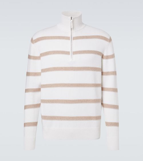 Striped cotton and cashmere sweater