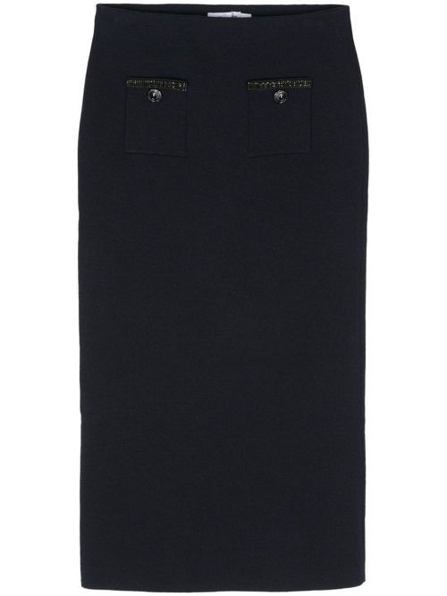 Embellished straight midi skirt - Blue