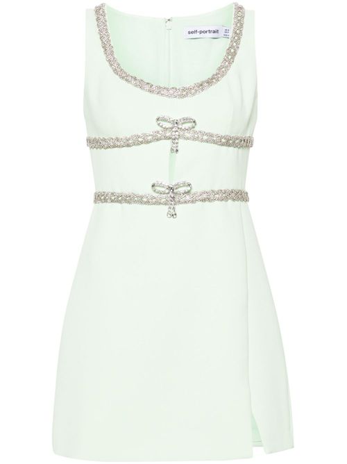 Crystal-embellished bow mini dress - Green