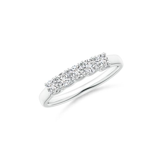 Angara 0.43 Carat Half Eternity Five Stone Diamond Wedding Band in 18K White Gold