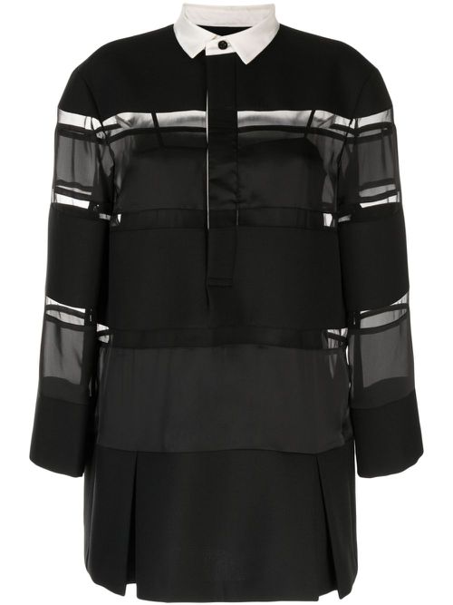 Contrasting-collar panelled minidress - Black