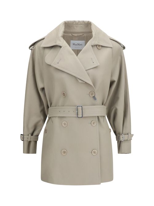 Double-Breasted Cotton Trench Coat — Beige