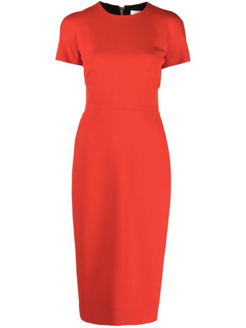 Gabardine-weave midi dress - Red