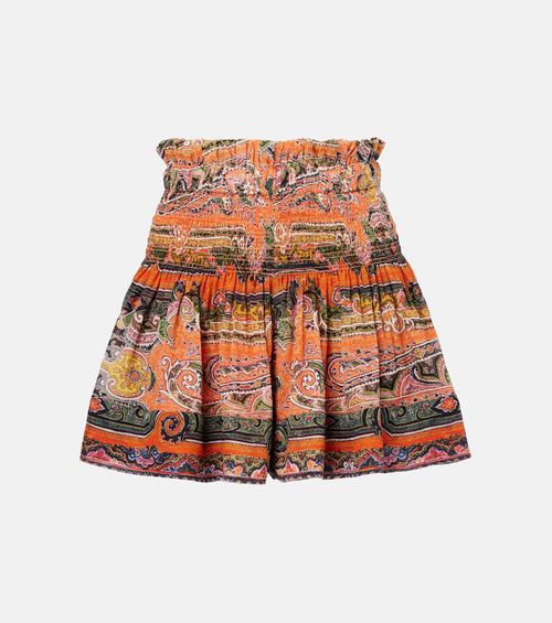 Maelly paisley silk voile wide-leg shorts