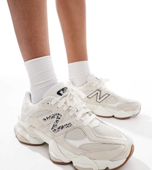뉴발란스 여성 9060 trainers in beige with leopard print detail - exclusive to ASOS-Neutral
