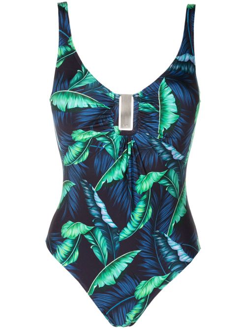 Mirassol leaf-print swimsuit - Blue
