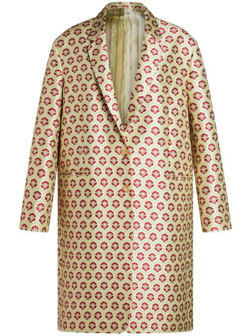 Patterned-jacquard duster coat - Green
