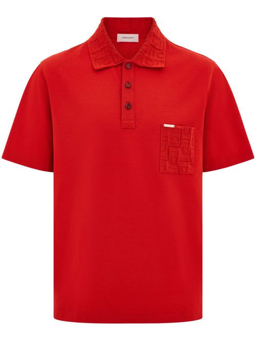 Jacquard detailing polo shirt - Red