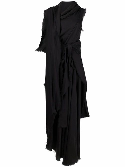 Asymmetric draped maxi dress - Black