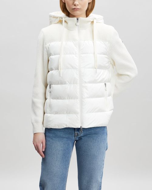 Moncler Cardigan Wool Padded Hoodie Offwhite
